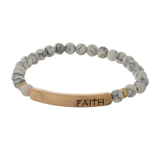 Beaded Faith Bar Stretch Bracelet