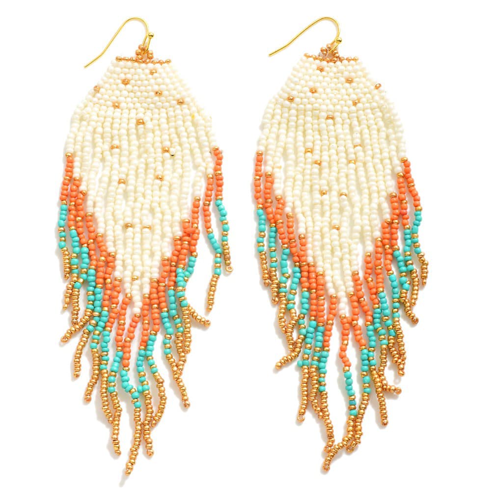 Beaded Drop Statement Earrings